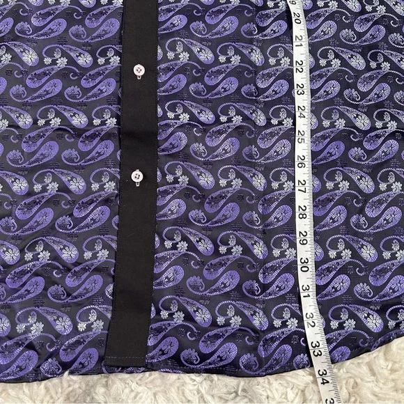 FERRECCI Men’s Satine Hi-1013 Purple & Black Flower Button Down Dress Sh… - Picture 12 of 12